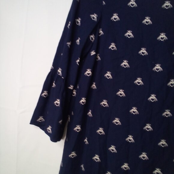 Joules Dress Women 2 Half Bell Sleeve Gardenia Bees With Heart Blue White - Picture 5 of 16